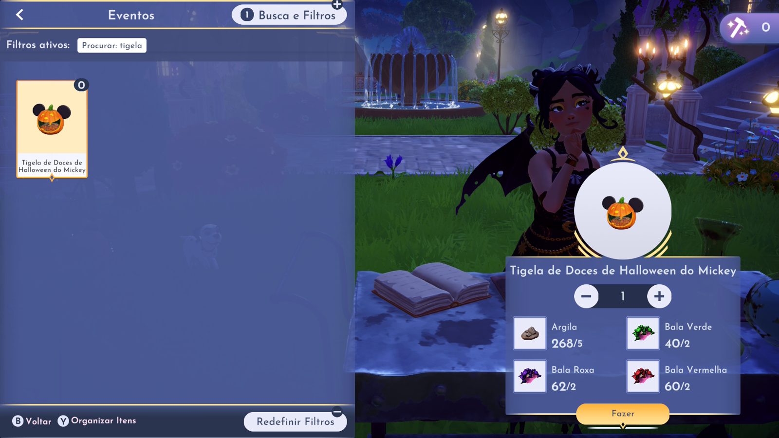 Tigela de Doces de Halloween do Mickey no Disney Dreamlight Valley